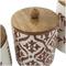 Cream & Brown Ceramic Floral Canister Set with Lids